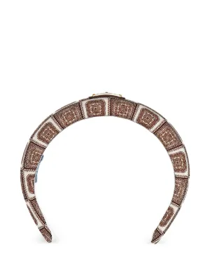 ヘアアクセサリー PRADA SS25 Brown nappa leather hairband (1IH0802HIT F0010) Brandy Re-Nylon headband | PRADA