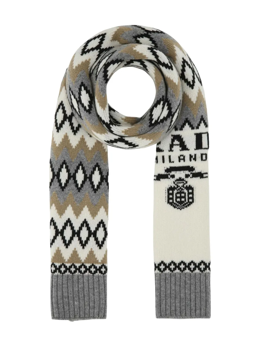 Prada Geometric-pattern Cashmere Scarf In Neutral