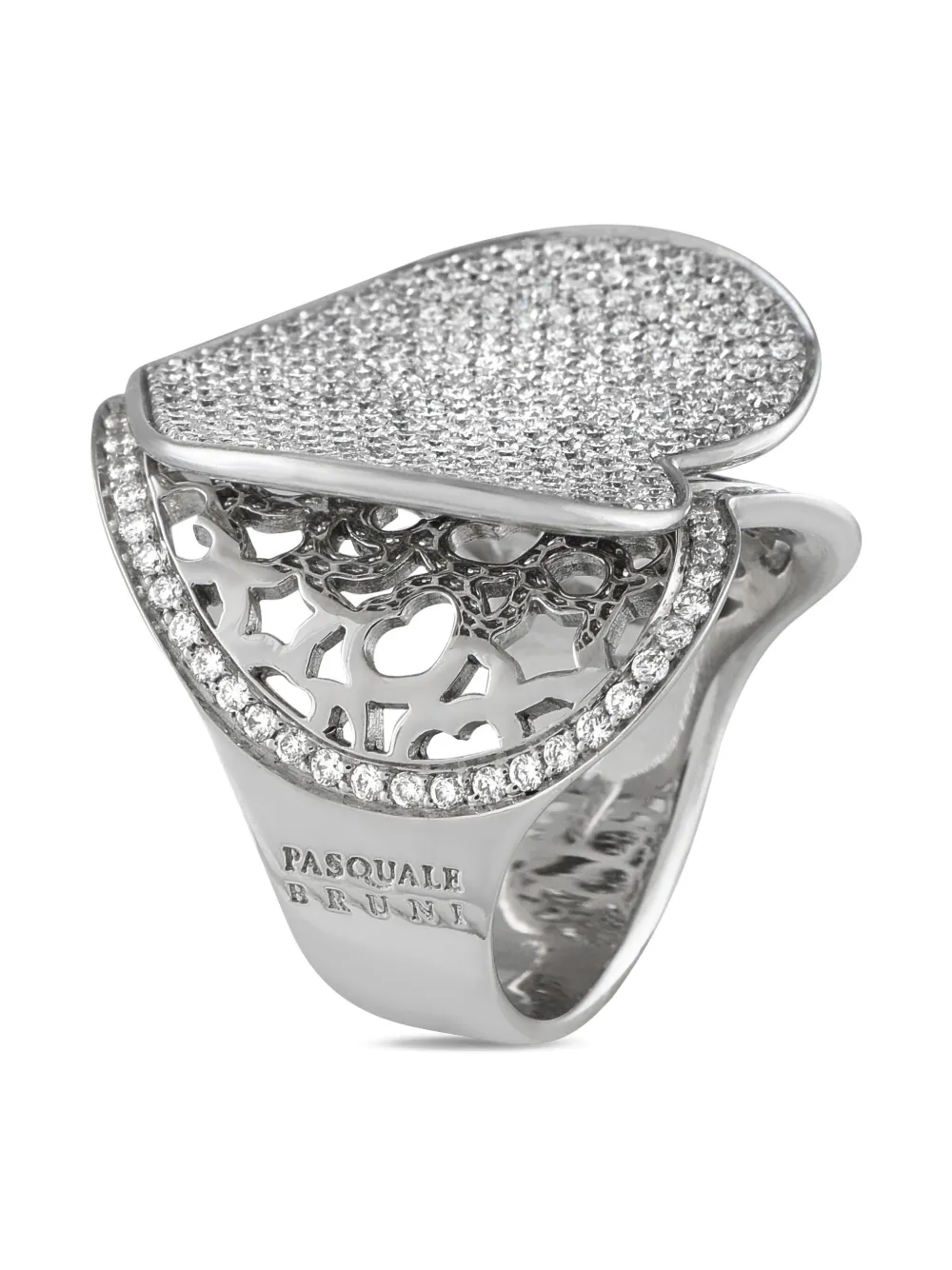 Pre-owned Pasquale Bruni 18k White Gold Diamond Ring In Silver