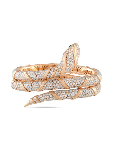 Bvlgari Pre-Owned 18K rose gold Serpenti diamond and emerald bracelet