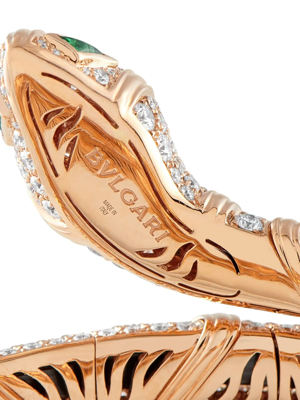 Bvlgari Pre-Owned 18K rose gold Serpenti diamond and emerald bracelet | Image 2