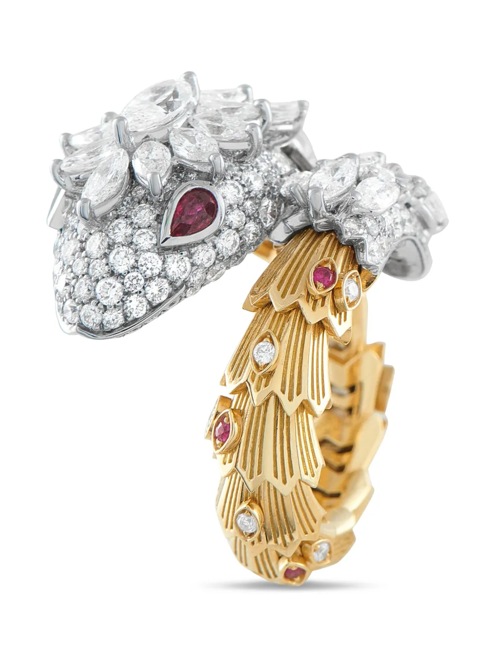 Bvlgari Pre-Owned 18K yellow gold Serpenti diamond ruby ring | Image 2
