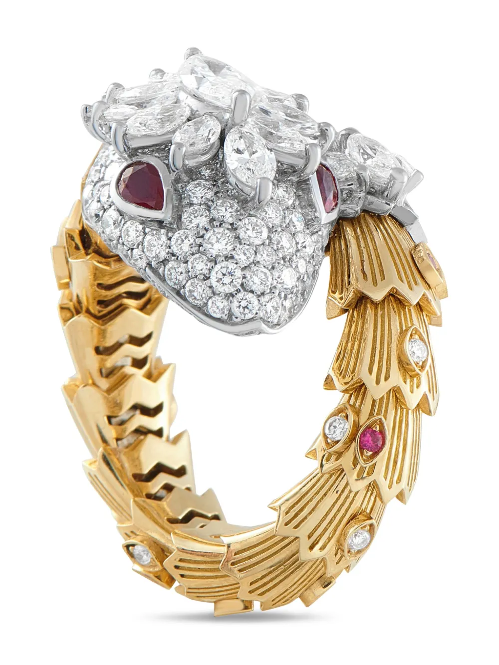 Bvlgari Pre-Owned 18K yellow gold Serpenti diamond ruby ring | Gold | Image 1