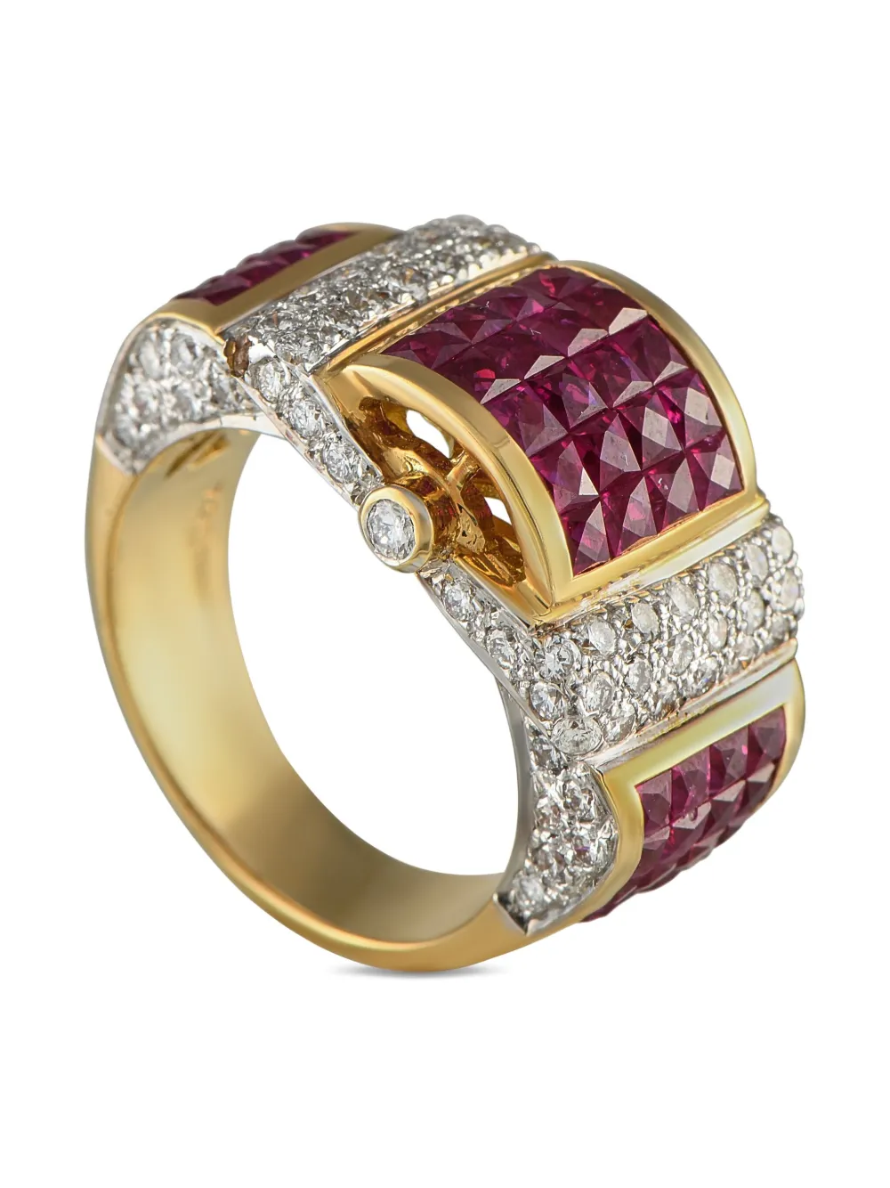 LB Exclusive 18K yellow gold diamond and ruby ring | Image 2