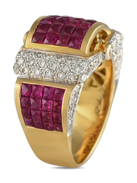 LB Exclusive 18K yellow gold diamond and ruby ring