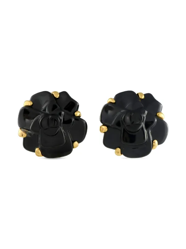 CHANEL Pre-Owned Camelia セラミック ピアス 18Kゴールド | ゴールド CHANEL Pre-Owned Camelia セラミック ピアス 18Kゴールド | ゴールド