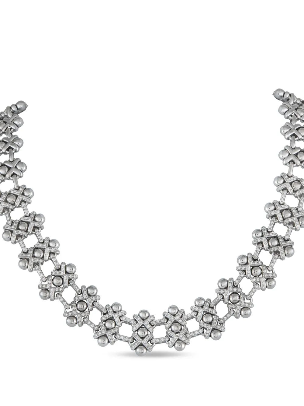 Roberto Coin Pre-Owned 18K white gold diamond basketweave necklace | Silver | Image 1