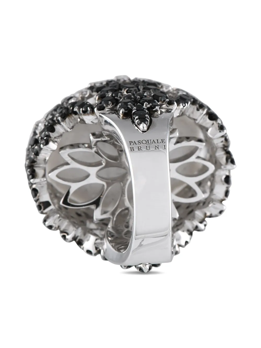Pre-owned Pasquale Bruni 18k White Gold Diamond And Agate Ring In Silver