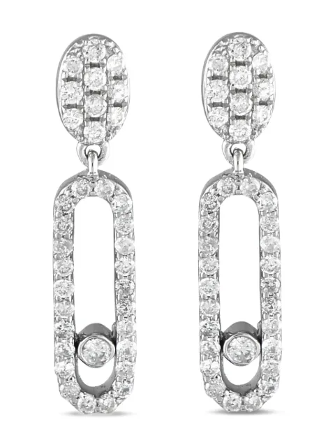 LB Exclusive 14K white gold Paperclip diamond earrings