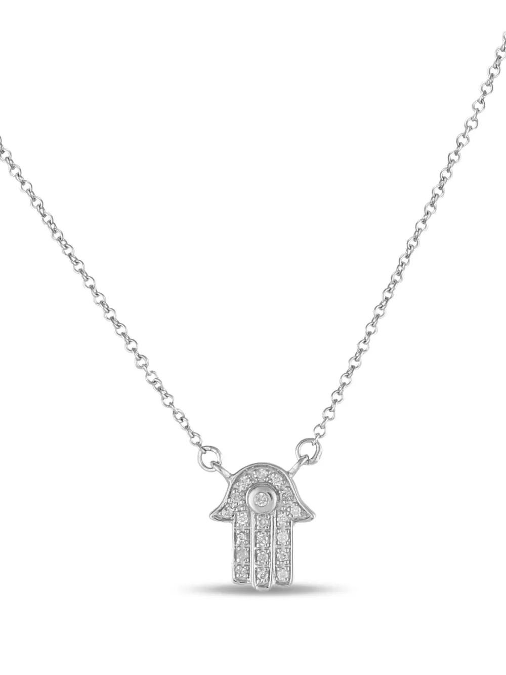 LB Exclusive Hamsa ダイヤモンド ネックレス 14Kホワイトゴールド - シルバートーン LB Exclusive Hamsa ダイヤモンド ネックレス 14Kホワイトゴールド - シルバートーン