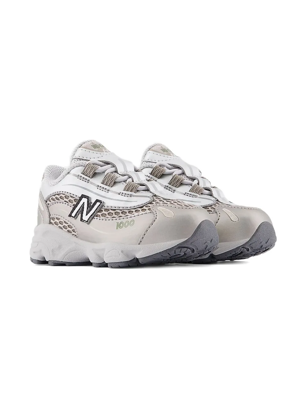 New Balance Kids 1000 Bungee Lace metallic-effect sneakers Grey
