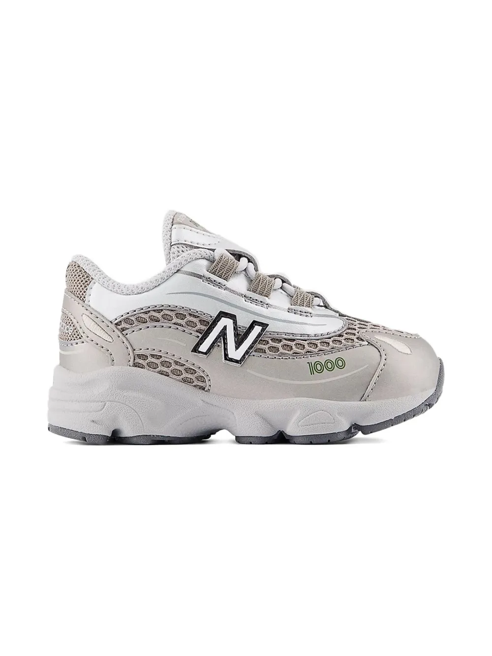 New Balance Kids 1000 Bungee Lace metallic-effect sneakers Grey