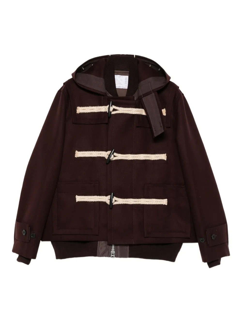 Sacai Brown Wool Melton Bomber Jacket In Brown