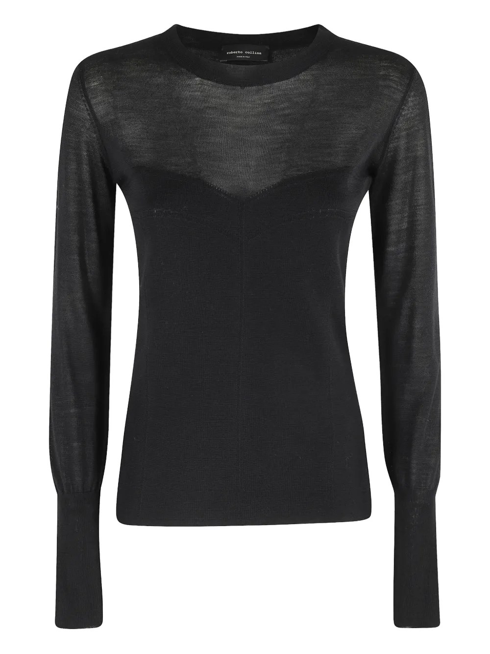 Roberto Collina sheer-panelled wool sweater | Black | Image 1