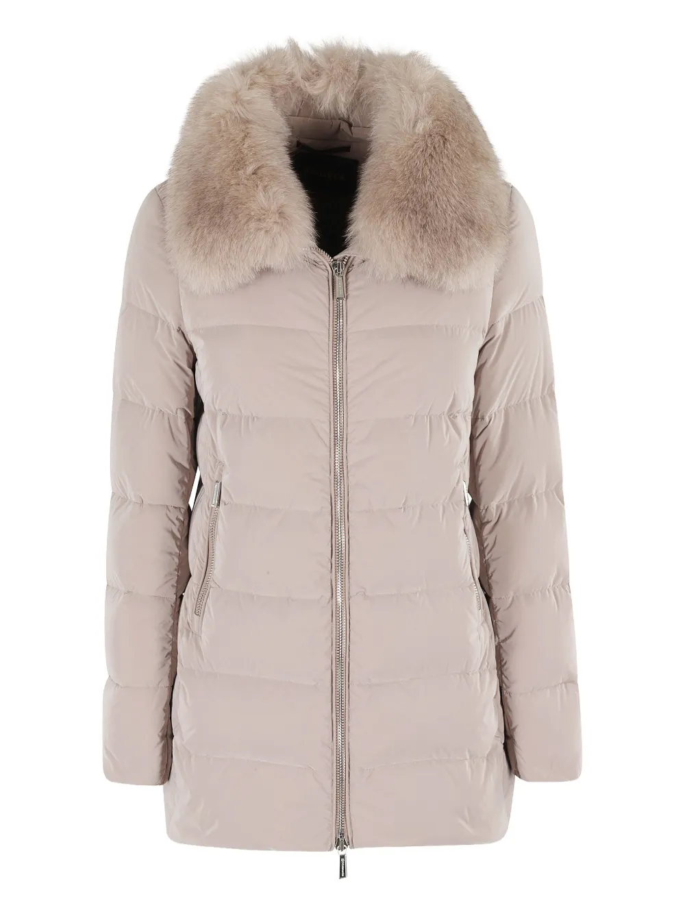 Moorer Gewatteerde jas met bontkraag Beige