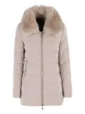Moorer fur-collar quilted coat - Neutrals