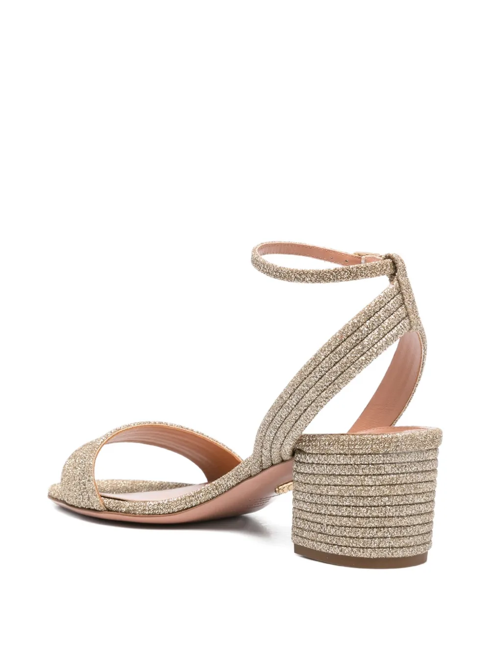 Aquazzura 55mm Sundance Glitter-fabric Block-heel Sandals In Gold