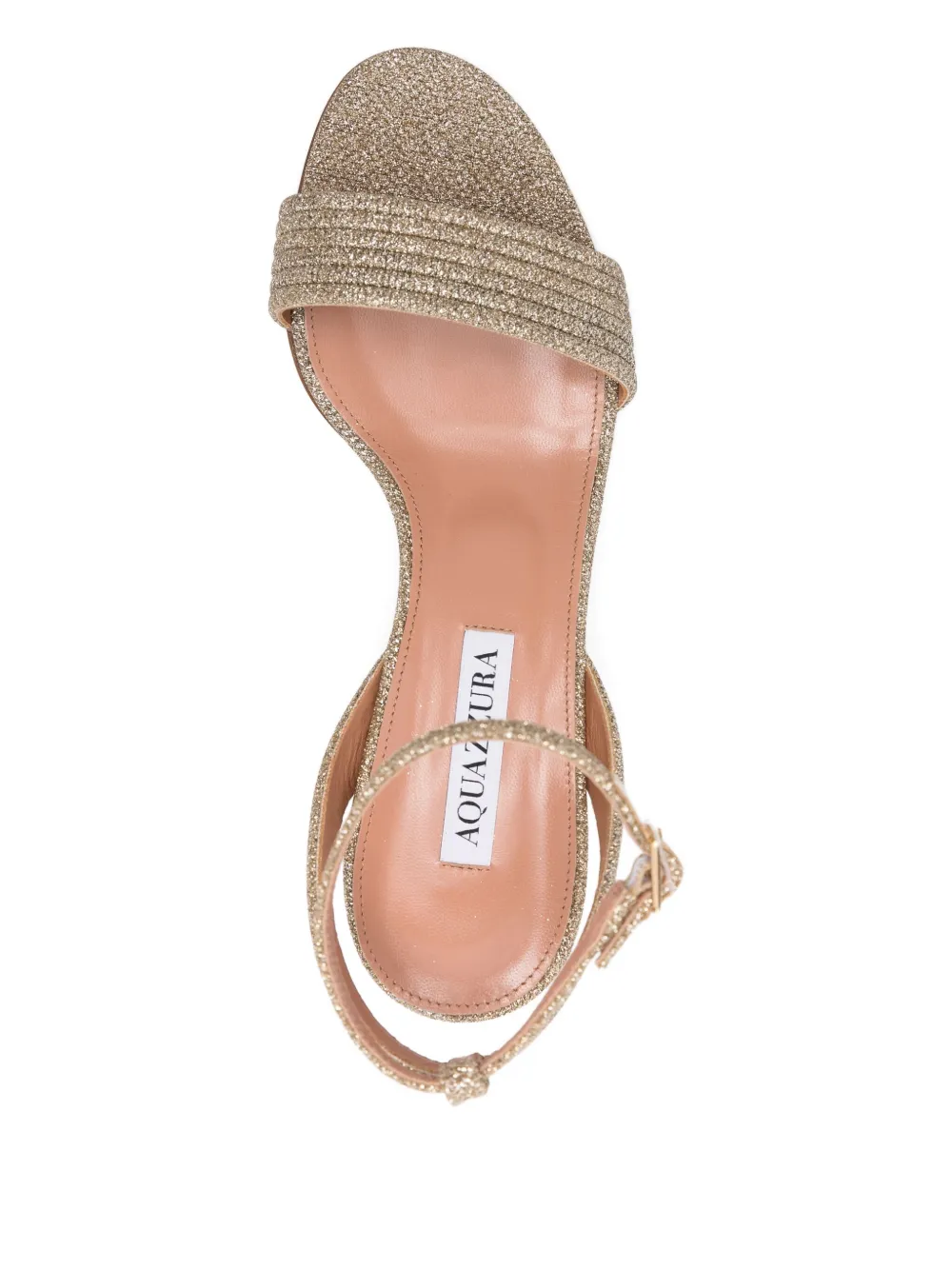Aquazzura 55mm Sundance Glitter-fabric Block-heel Sandals In Gold
