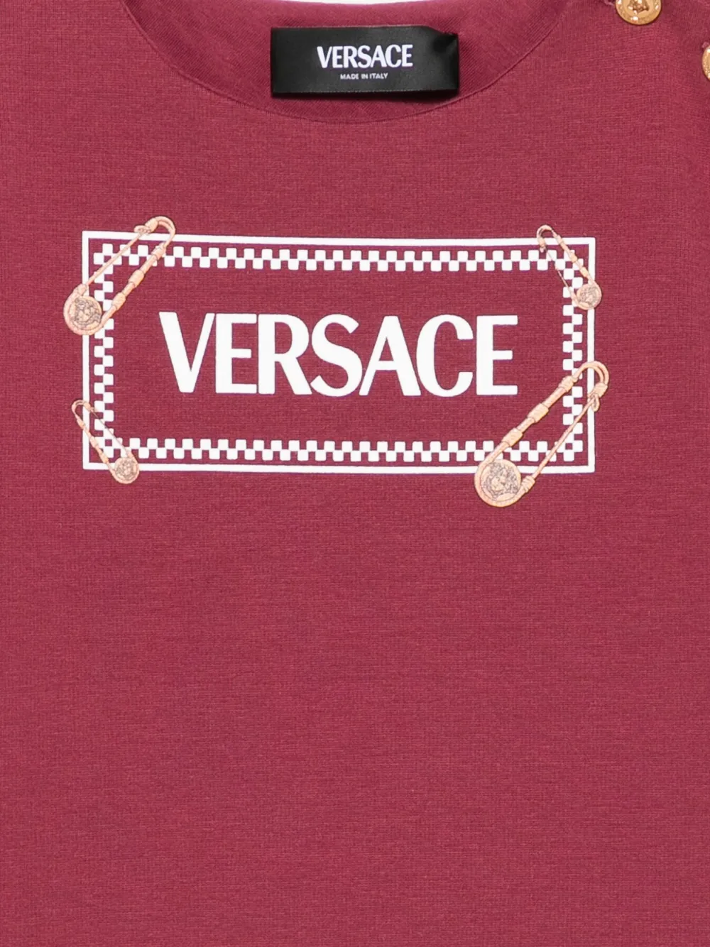 Versace Kids Jurk met veiligheidsspeld en logo Rood