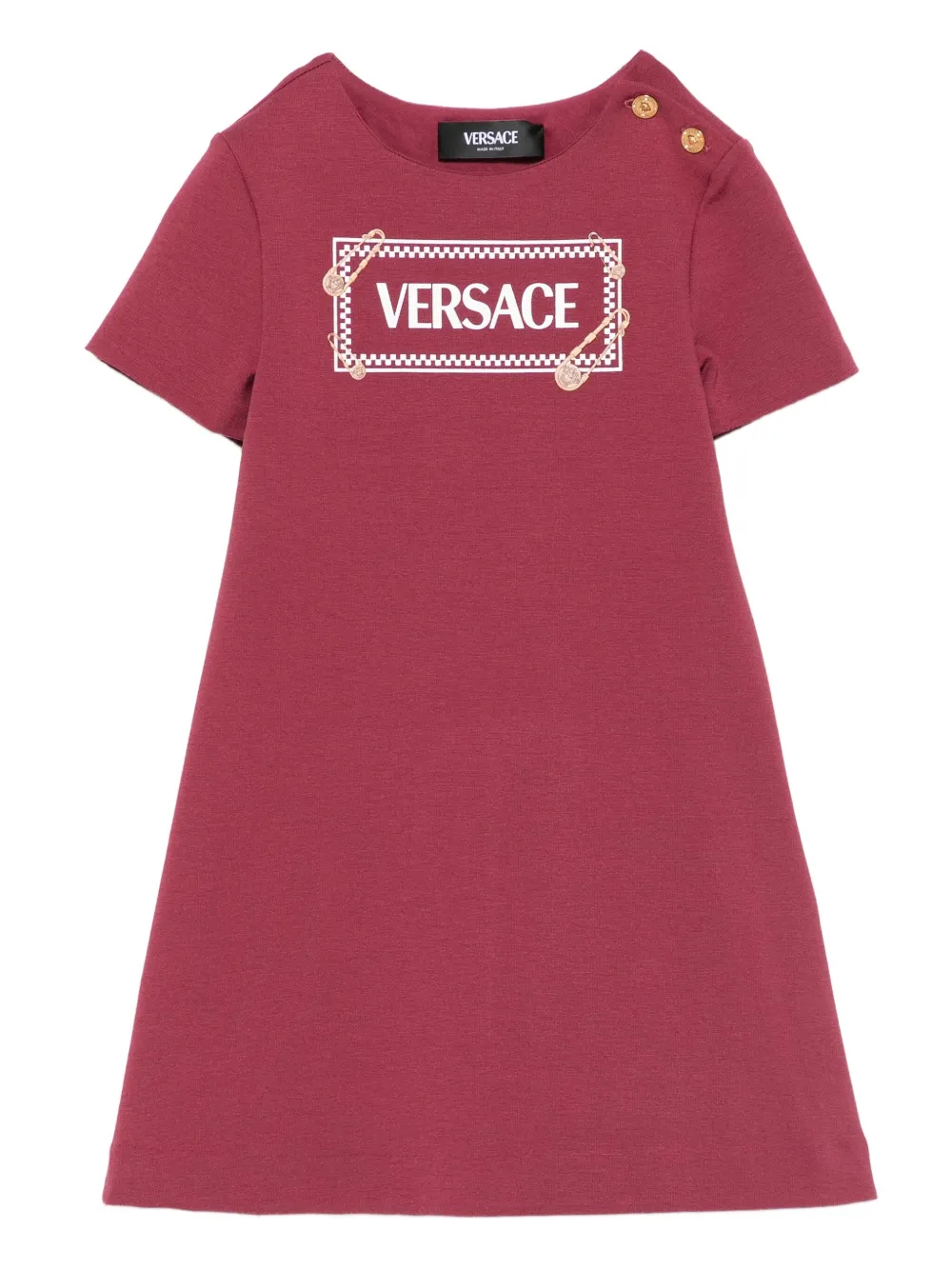 Versace Kids safety-pin logo dress Rood