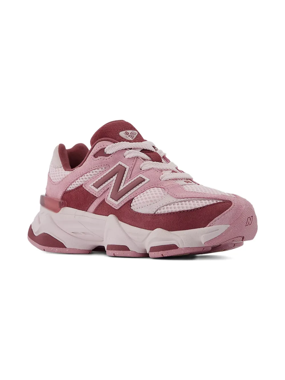 New Balance Kids 9060 Lace metallic-film sneakers Pink