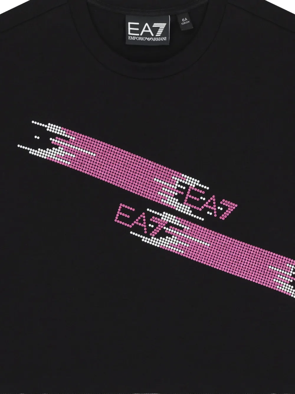 Emporio Armani Kids logo-detail rhinestone T-shirt Zwart