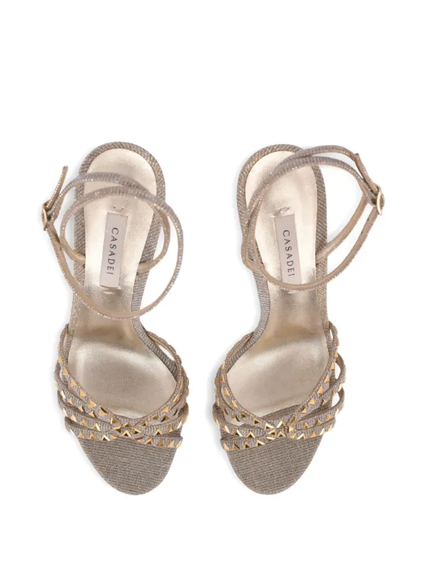 Casadei 80 Divine Studded Sandals | Gold | FARFETCH