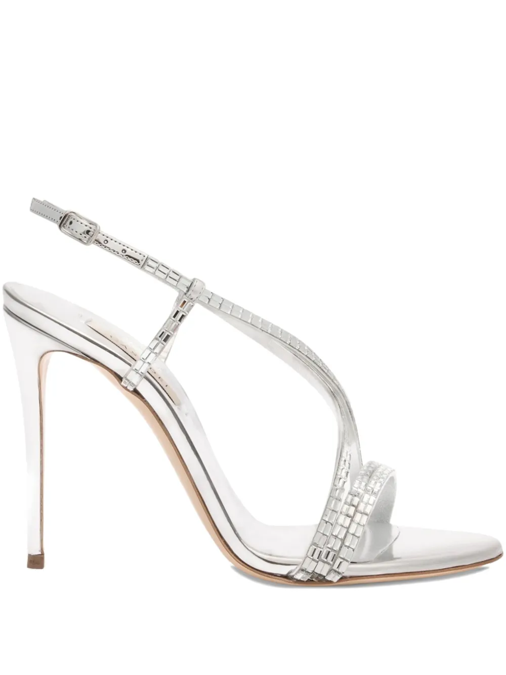 Casadei 100mm Julia Crystal-embellished Slingback Sandals In Gray