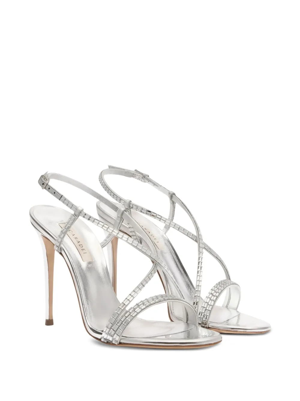 Casadei 100 mm Julia slingback sandalen verfraaid met kristallen Grijs