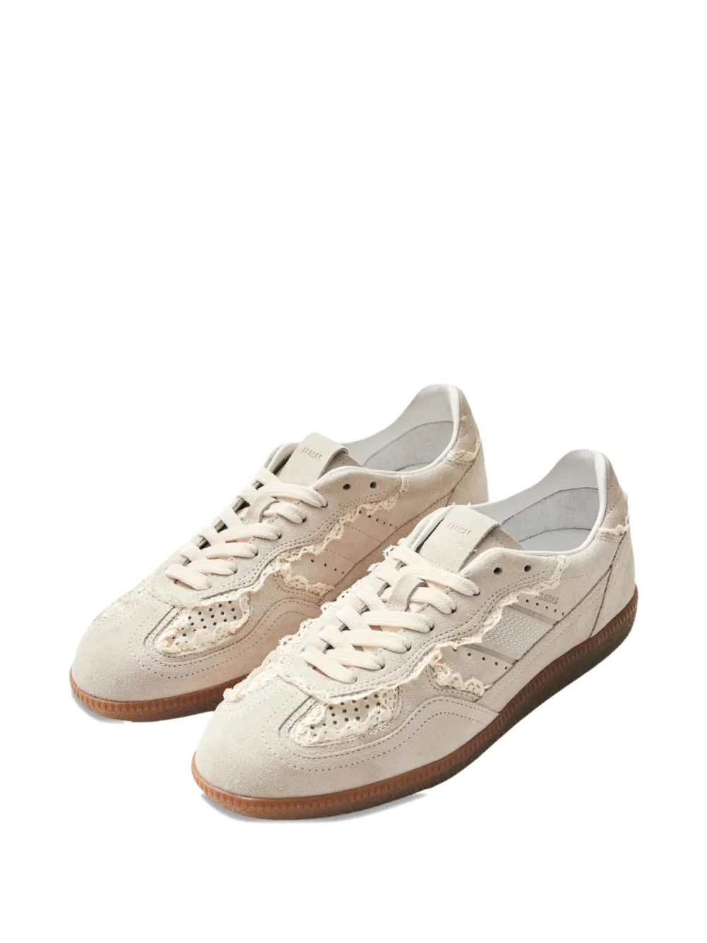Alohas Lace-trimmed Leather Sneakers In Neutral