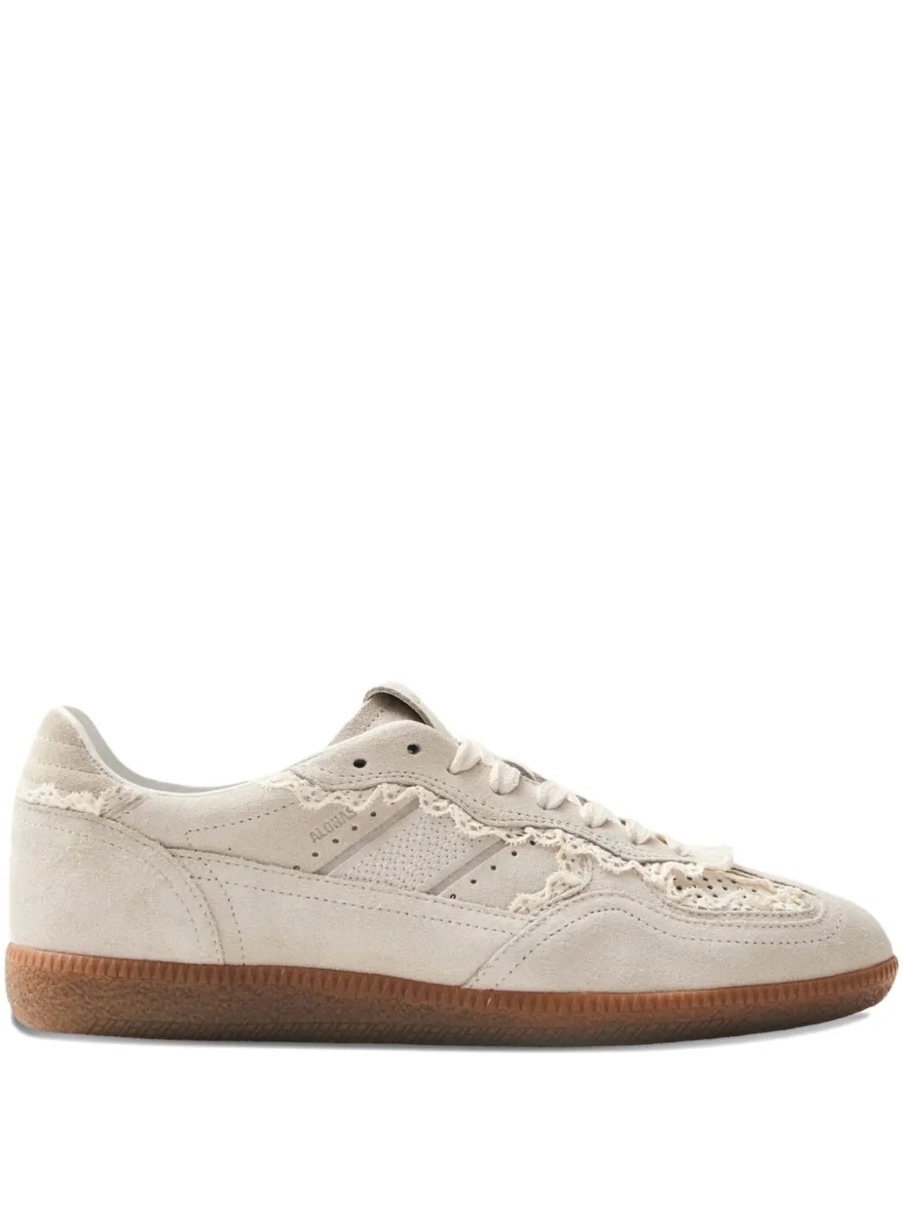 Alohas Lace-trimmed Leather Sneakers In Neutral