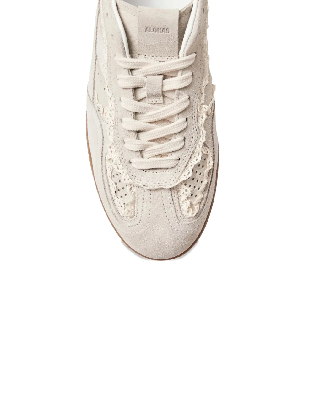 Alohas Lace-trimmed Leather Sneakers In Neutral