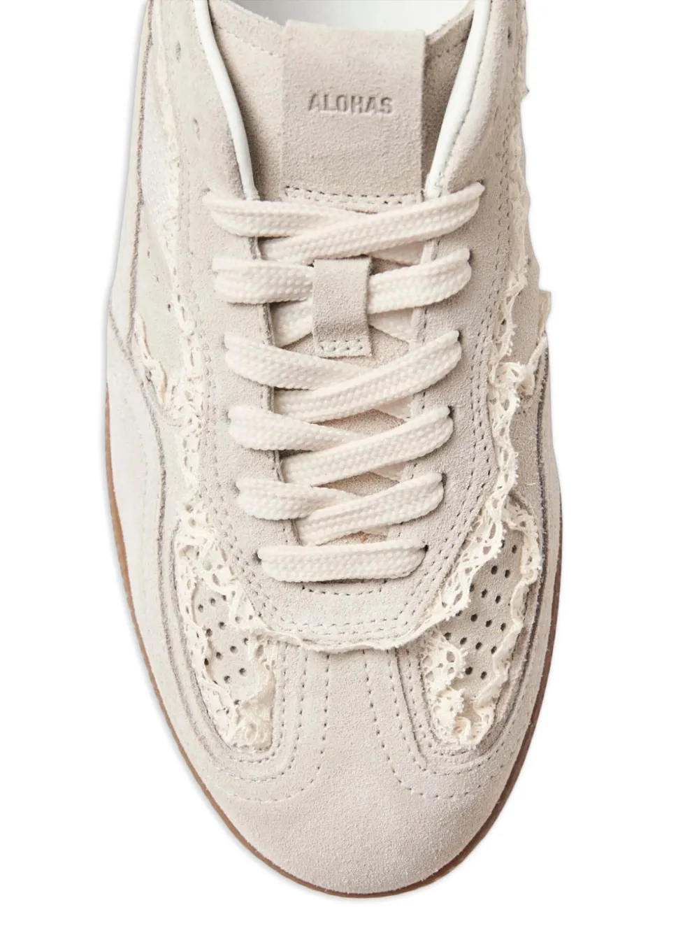 ALOHAS lace-trimmed leather sneakers Neutrals