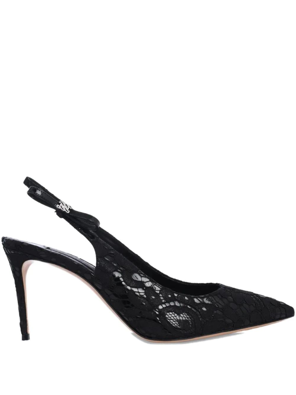 Casadei Chanel Liber Tiff Lace Slingback Pumps In Black