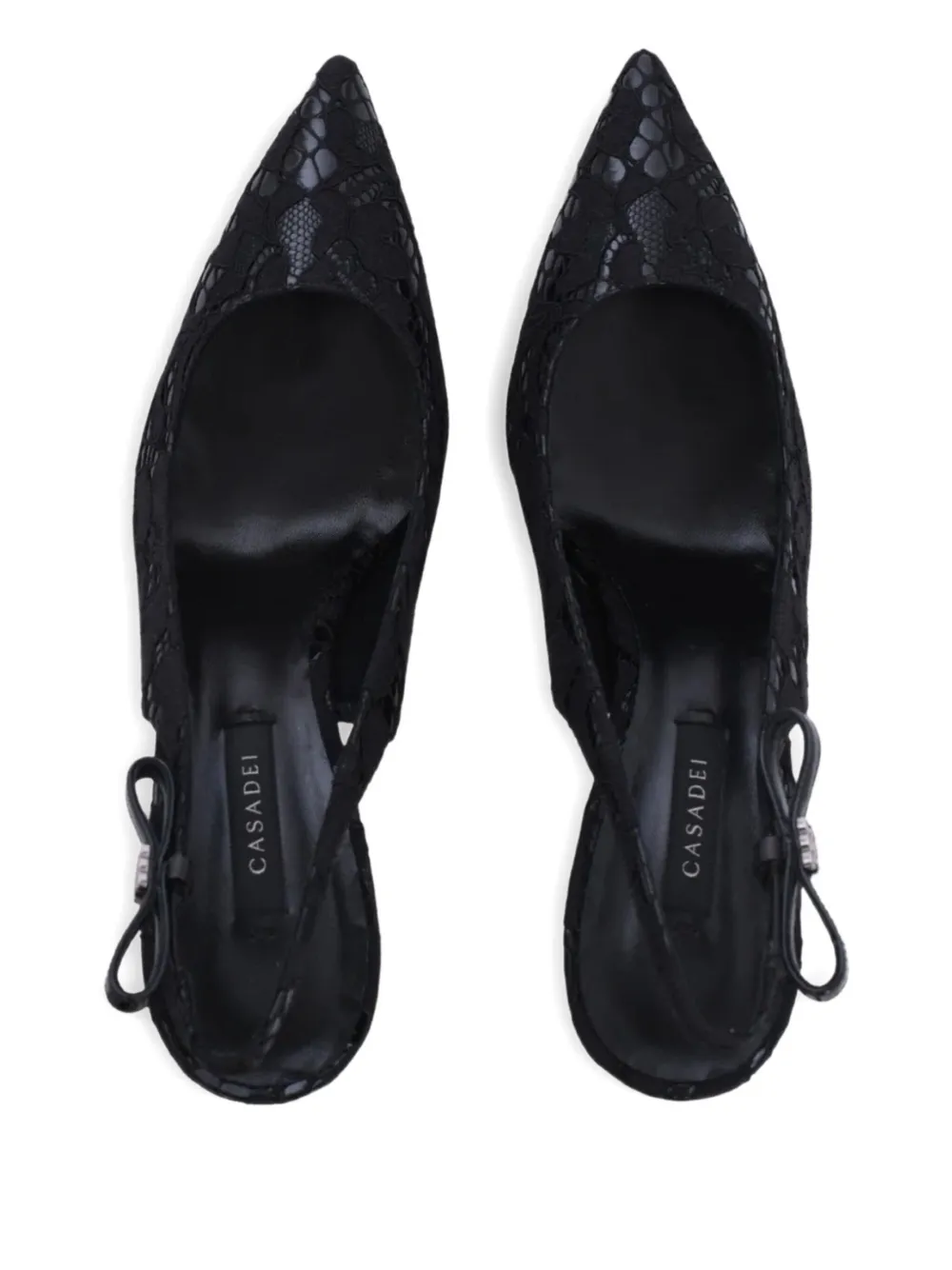 Casadei Chanel Liber Tiff Lace Slingback Pumps In Black