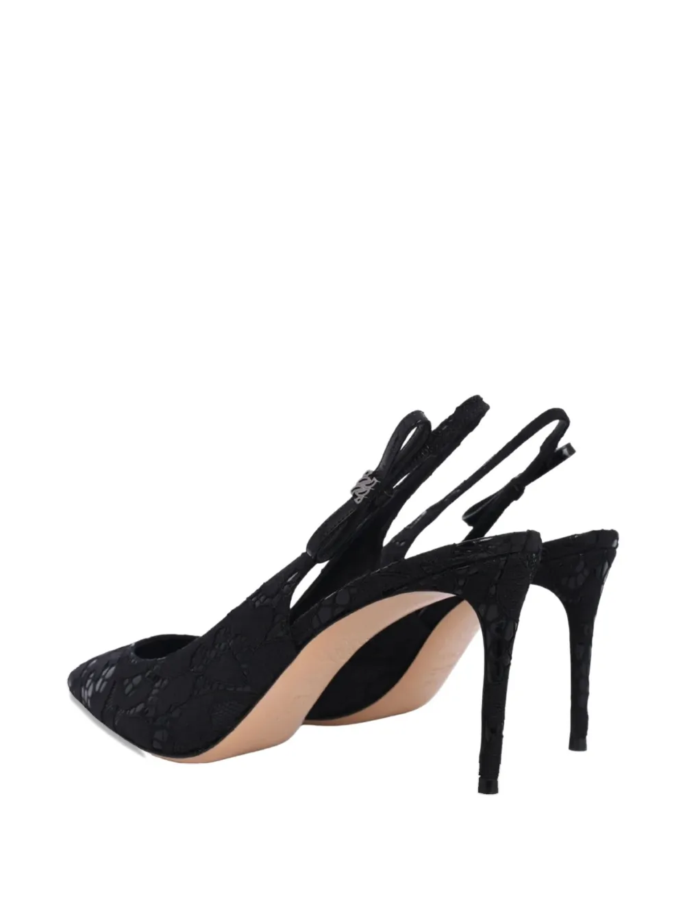 Casadei Chanel Liber Tiff Lace Slingback Pumps In Black