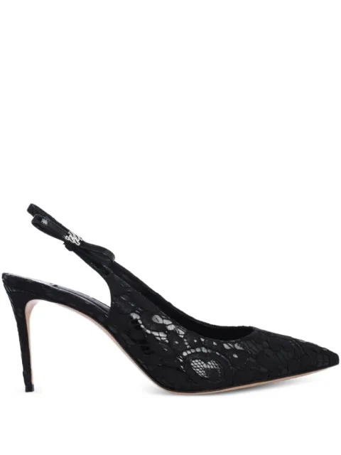 Casadei Chanel Liber Tiff lace slingback pumps