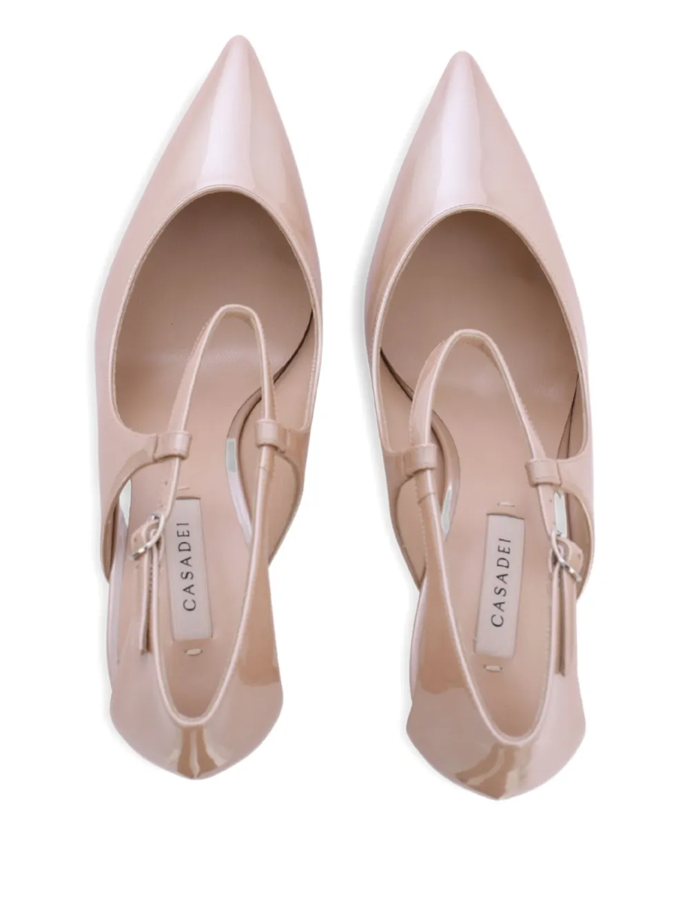 Casadei 100 mm Samurai Julia pumps met enkelbandje en uitgesneden details Beige