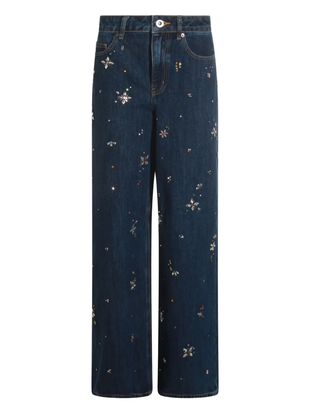 Self-Portrait crystal-embellished jeans Blauw