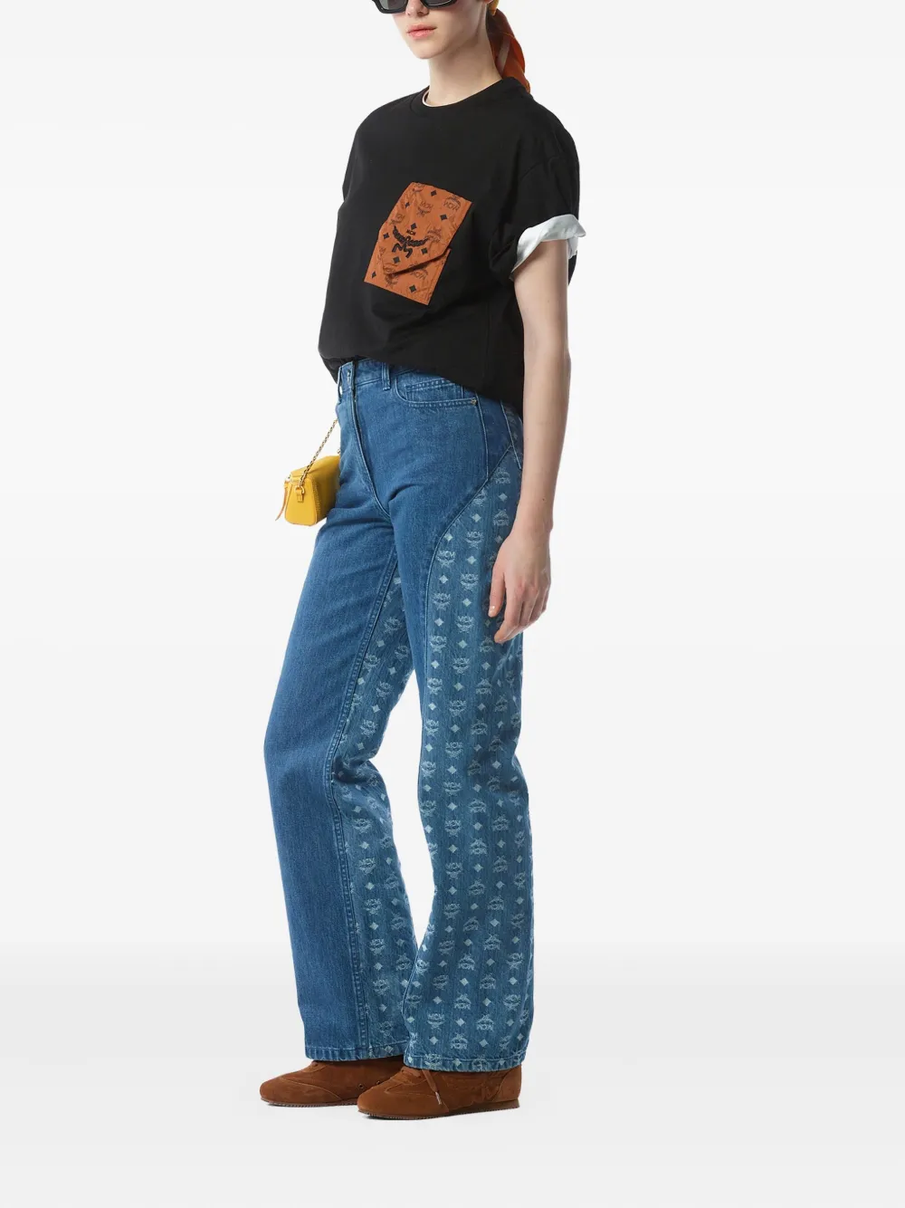 MCM Jeans met monogram jacquard Blauw