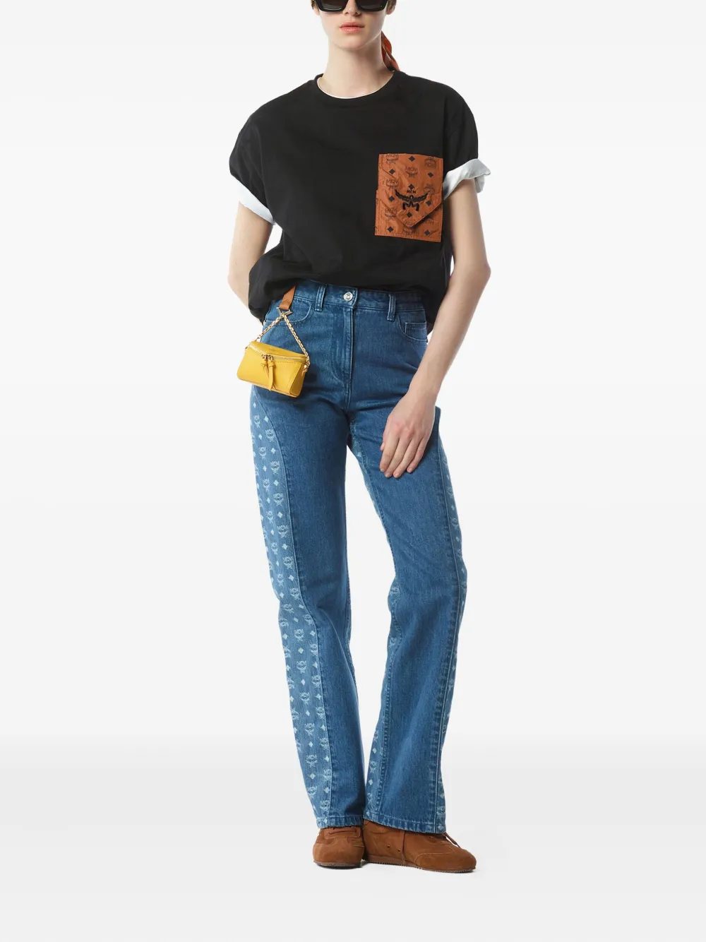 MCM Jeans met monogram jacquard Blauw