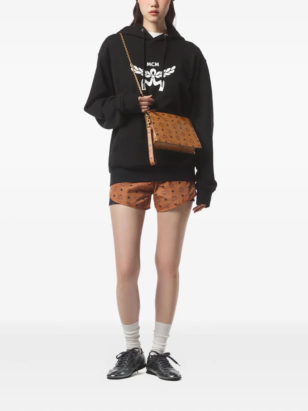 MCM Clutch met polsband en monogram - Beige