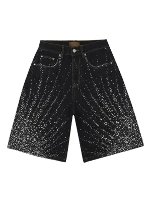 BIRTH OF ROYAL CHILD crystal-embellished washed-denim Shorts