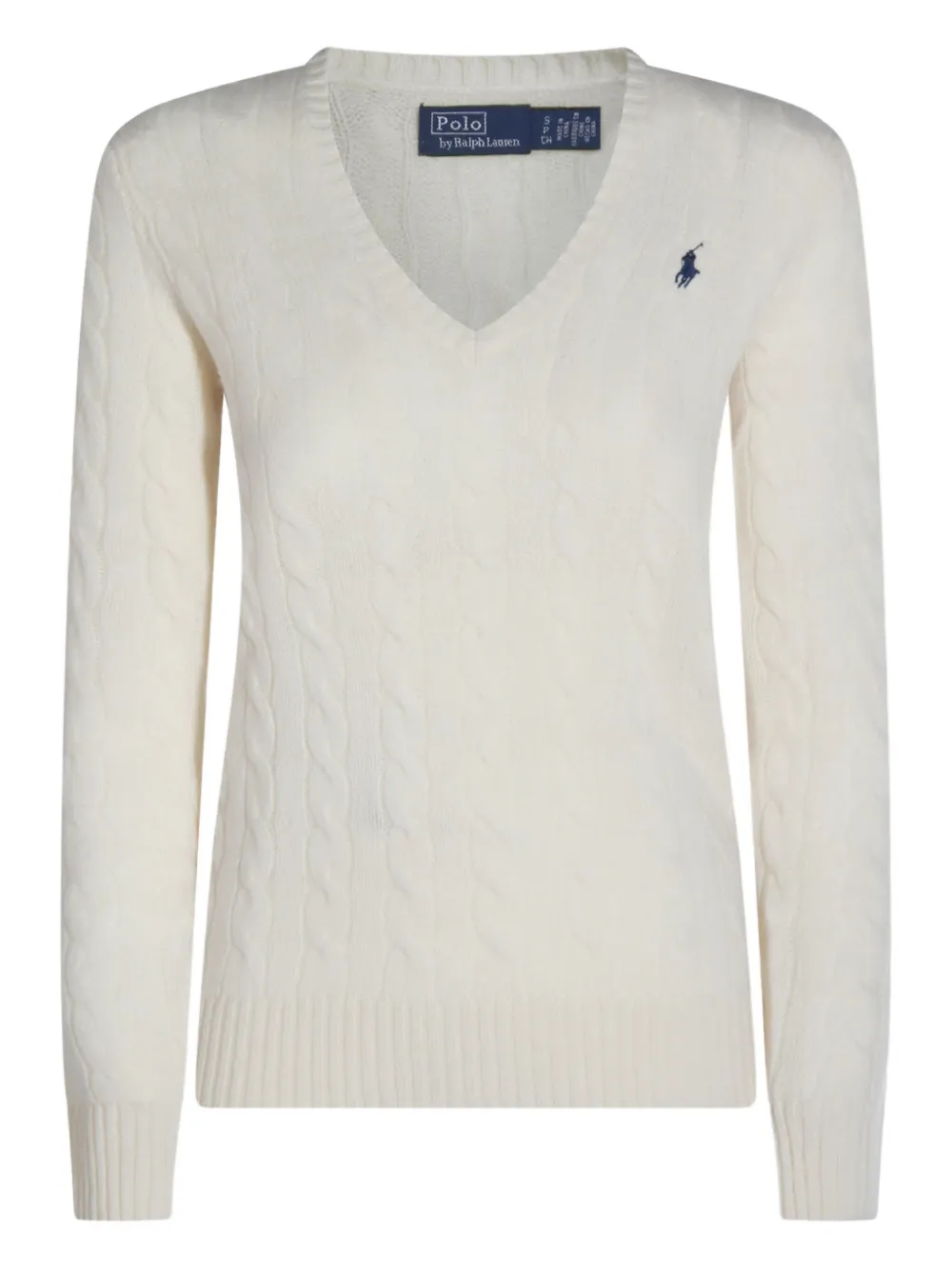Polo Ralph Lauren cable-knit V-neck sweater Wit