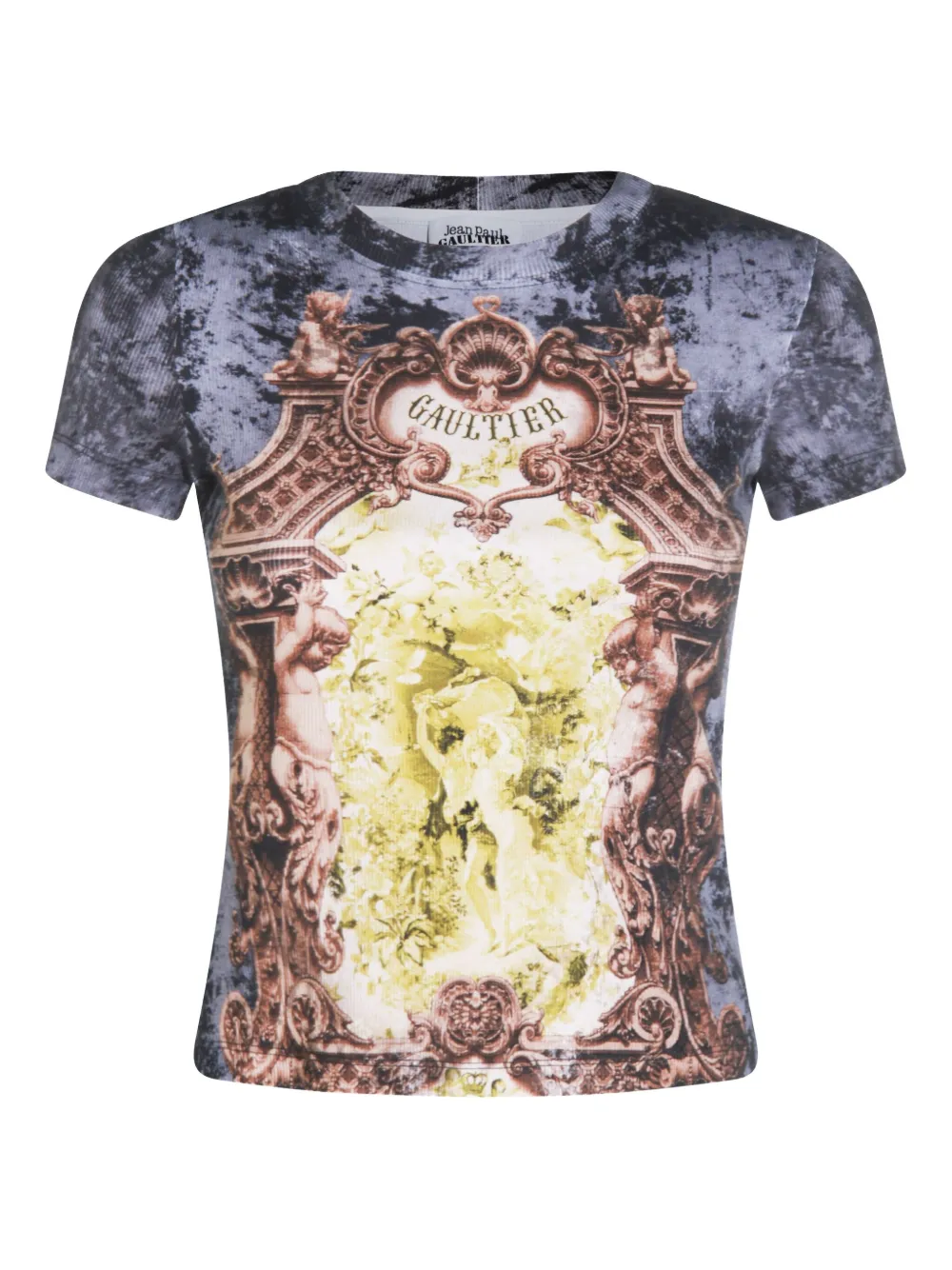 baroque-print ribbed T-shirt