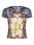 Jean Paul Gaultier baroque-print ribbed T-shirt - Blue