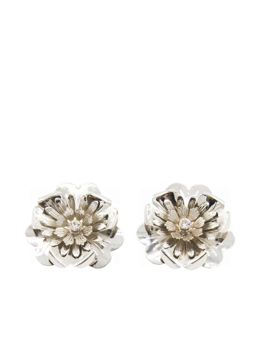 Blumarine Embellished-flower Earrings In Silver
