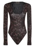 Fiorucci long-sleeved animal-print bodie - Brown