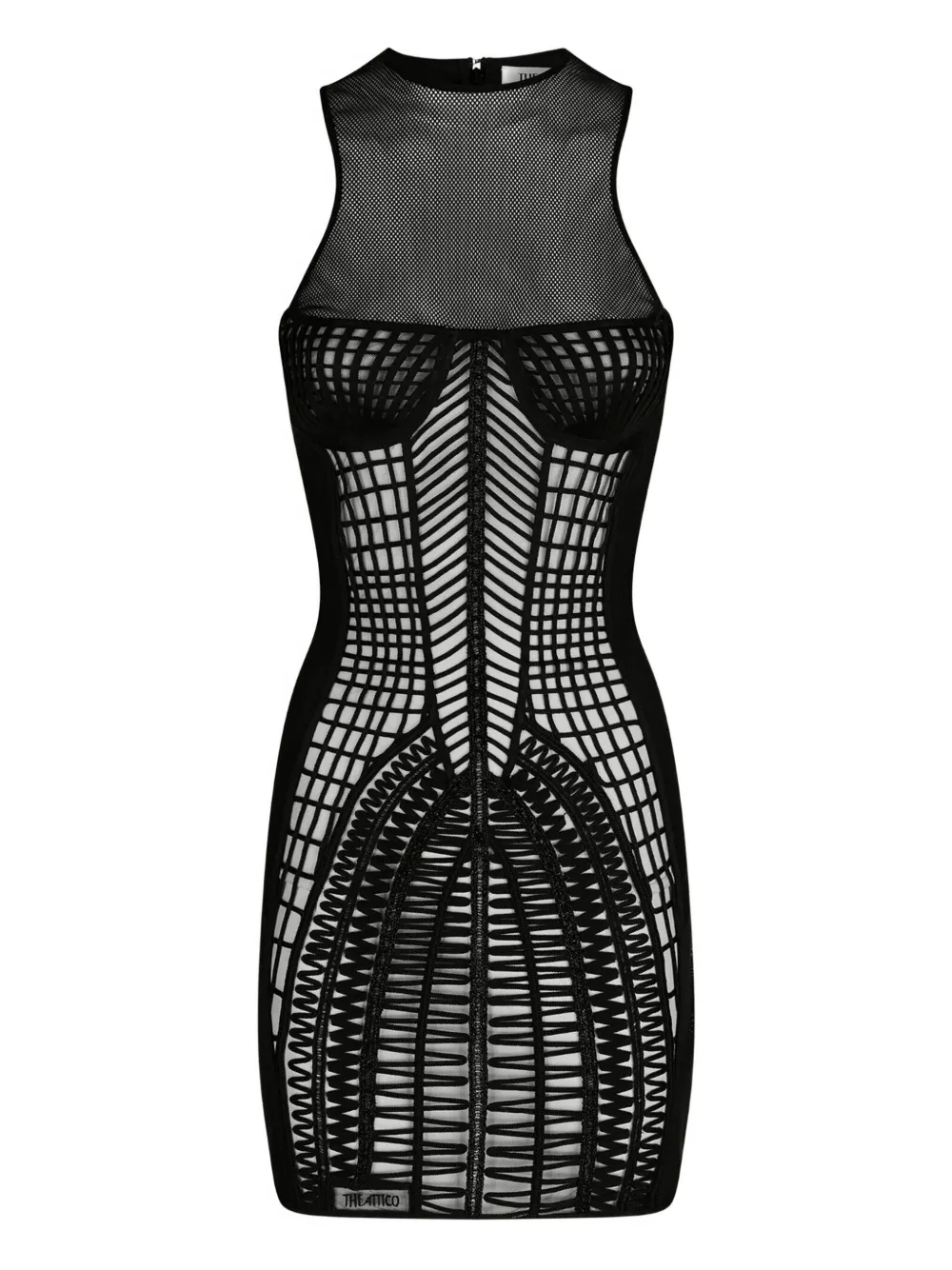 The Attico mesh mini dress Zwart