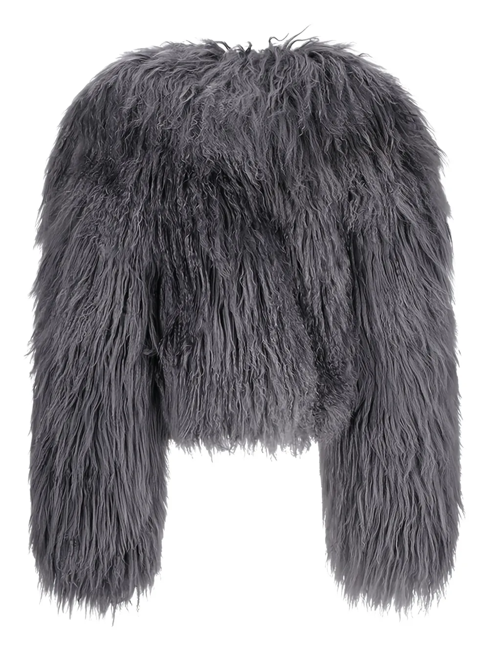 The Attico shaggy-pile bomber jacket Grijs